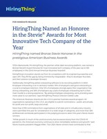 HiringThing Named an Honoree in the Stevie® Awards for Most Innovative Tech Company of the Year