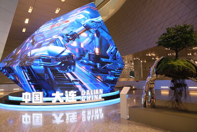 "Dalian Future Magic Cube" in the center of the lobby of Dalian International Convention Center