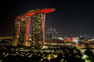 Marina Bay Sands' iconic faade will be transformed and illuminated with a vibrant hue of Ferrari red
