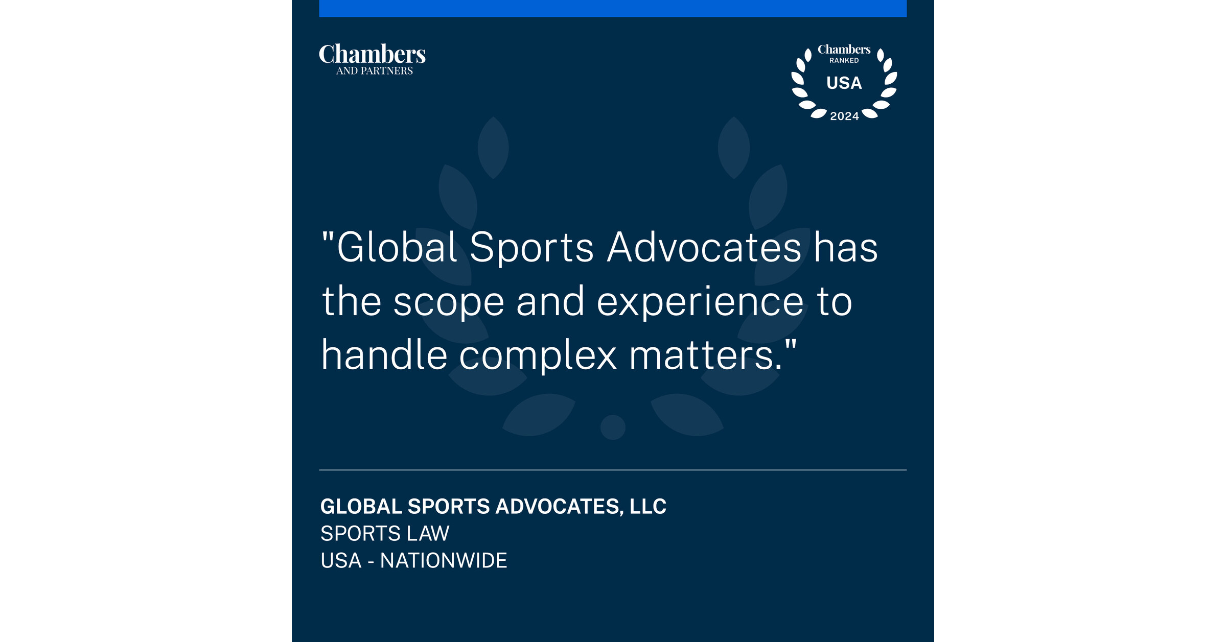 Global Sports Advocates Highlighted in Chambers USA 2024 Sports Law Rankings
