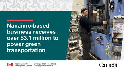 Nanaimo-based business receives over $3.1 million to power green transportation. (CNW Group/Pacific Economic Development Canada)