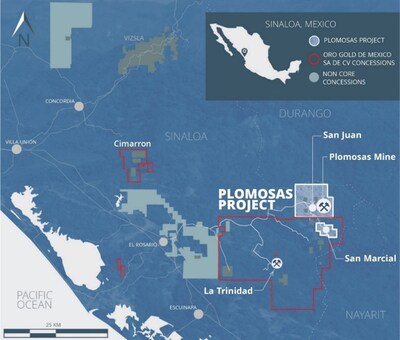Figure 1: GR Silver Mining Plomosas Project mining concessions, Sinaloa, Mexico. (CNW Group/GR Silver Mining Ltd.)