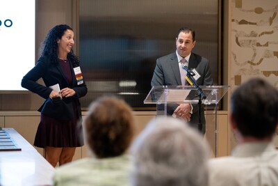 NYECC Co-Presidents Lauren Moss and Phil Skalaski pictured at the 2023 Energy New York Awards