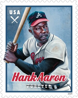 Baseball Legend Hank Aaron Memorialized on New Forever Stamp