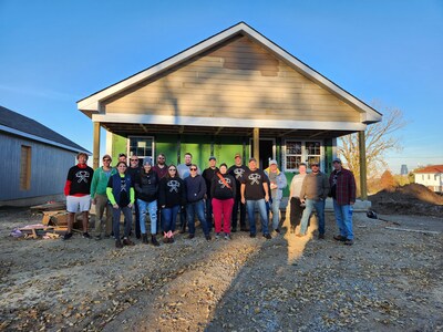Wesco employee volunteers at special veteran's Habitat for Humanity build, part of Wesco's commitment to participate in 100 Habitat builds to celebrate Wesco's 100th birthday