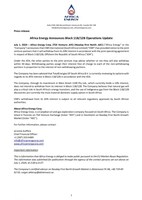 Africa Energy Announces Block 11B/12B Operations Update (CNW Group/Africa Energy Corp.)