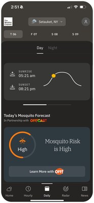 Better plan for outdoor time with the OFF!Cast Mosquito Forecast, now available within The Weather Channel app and with improved weather data. Now checking your local mosquito forecast is as easy as checking your local weather forecast.