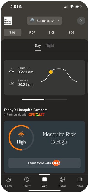 OFF!® Brand and The Weather Channel Partner to Launch New In-App Mosquito Forecast