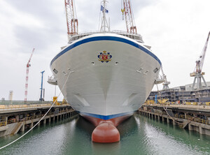 Oceania Cruises Floats Out New Ship Allura at Fincantieri Shipyard In Genoa, Italy