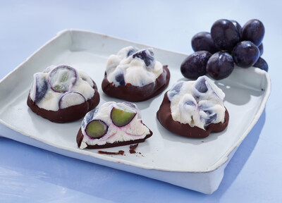 Chocolate-Dipped Frozen Grape and Yogurt Clusters