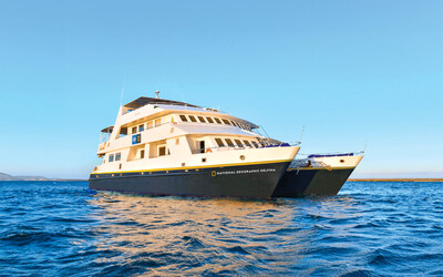 The ship National Geographic Delfina catamaran.