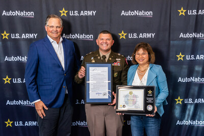 Christian Treiber, President, After-Sales at AutoNation; COL Mike Norton, Miami Recruiting Battalion Commander; Lisa Esparza, Executive Vice President and Chief Human Resource Officer at AutoNation.