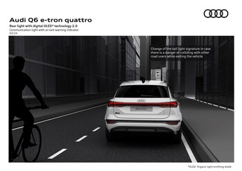 Audi Q6 e-tron communication light with an exit warning indicator. Copyright: Audi AG.