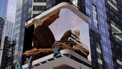 LG Electronics unveiled today the second animal, the Bald Eagle, featured in its 3D anamorphic experience on its Times Square billboard in New York City.