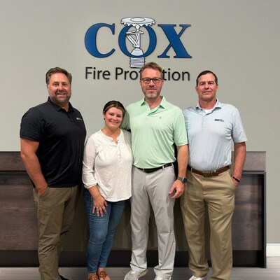 Matt Hammon, President of Pye-Barker's Sprinkler Division, and Rod DiBona, COO of the Sprinkler Division, meet with Tera and Scott Cox in Florida.
