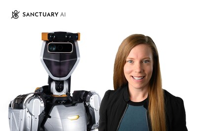 Sanctuary AI CTPO Olivia Norton and one of Sanctuary's Phoenix™ general purpose humanoid robots (CNW Group/Sanctuary AI)