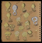 Sketchbook of jewellery designs for the Vulcan, Erosion and Parasites series by Emefa Cole, 2011-2012. Courtesy of Victoria and Albert Museum, gift of Emefa Cole. Image, courtesy: Emefa Cole.