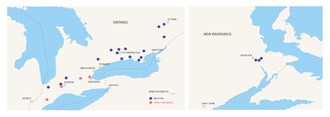 The expanded reach of Omni’s services across Southwestern Ontario. (CNW Group/Hillcore Group)