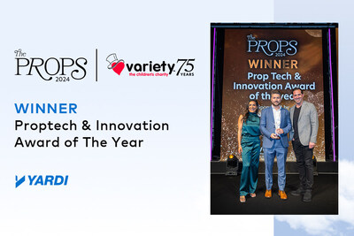 Yardi® is proud to announce that the company has won the Proptech and Innovation award at Variety, the Children’s Charity, PROPS Awards in June.