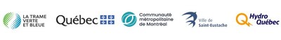 Logos de Trame verte et bleue, Gouvernement du Québec, Communauté métropolitaine de Montréal, Ville de Saint-Eustache et Hydro-Québec (Groupe CNW/Ville de Saint-Eustache)