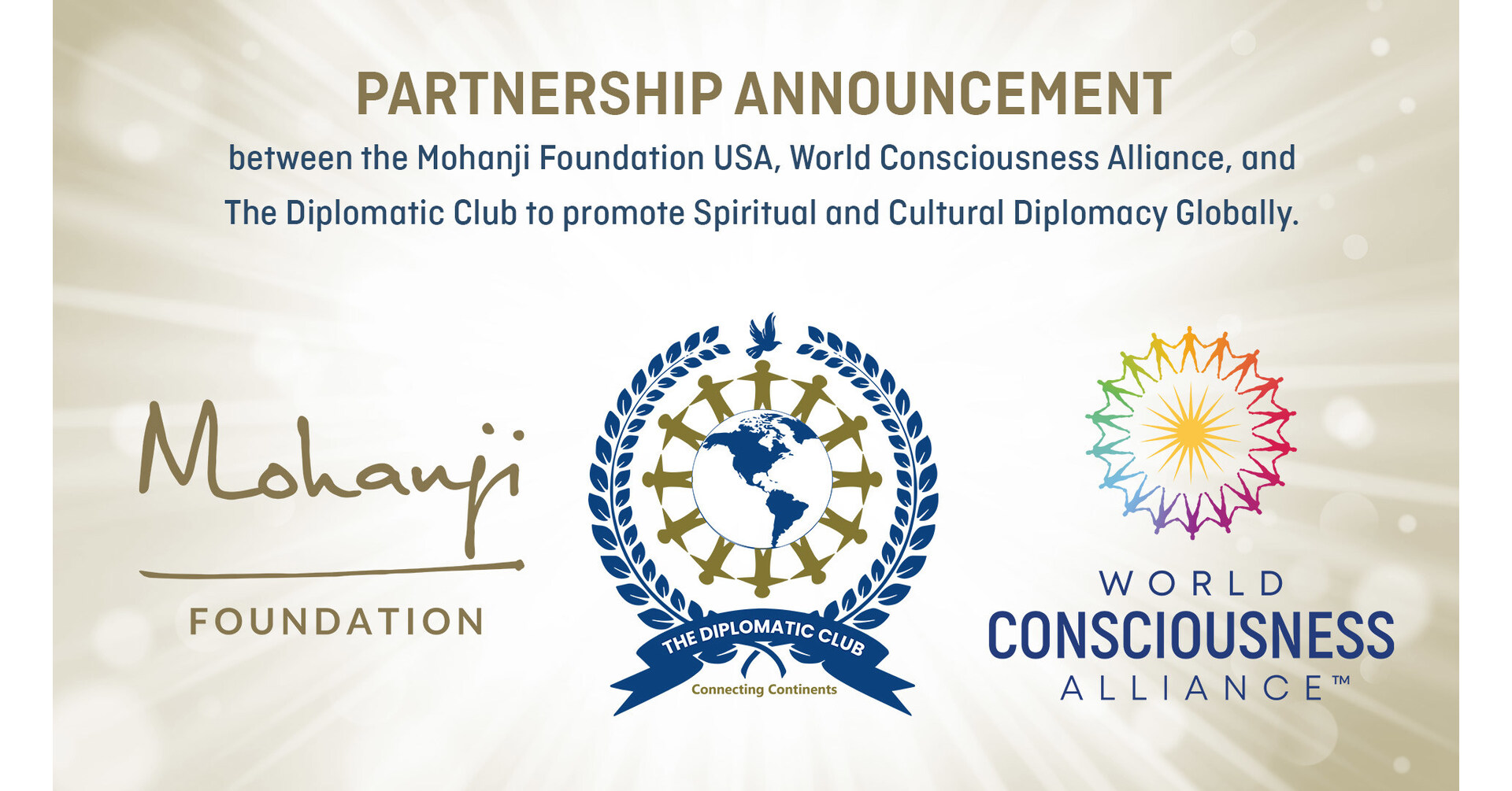 Partnership announcement between the Mohanji Foundation USA, World Consciousness Alliance, and The Diplomatic Club to promote Spiritual and Cultural Diplomacy Globally