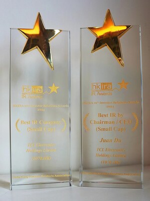 TCL Electronics (01070.HK) Honoured with Prestigious HKIRA "Best IR Company" and "Best IR by Chairman/CEO" Awards