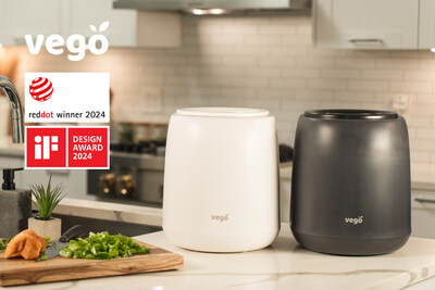 The innovative Vego Kitchen Composter product has earned prestigious accolades, including the Red Dot Design Award and the iF Design Award, highlighting its exceptional design and functionality.