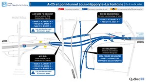 Réfection majeure du tunnel Louis-Hippolyte-La Fontaine - Fermetures complètes de nuit du tunnel durant la semaine du 8 juillet