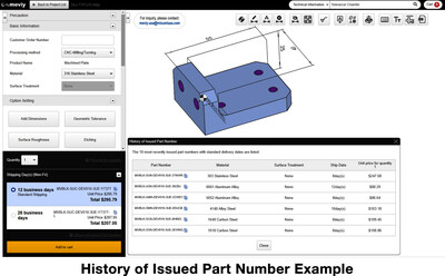 History of Issued Part Number Example