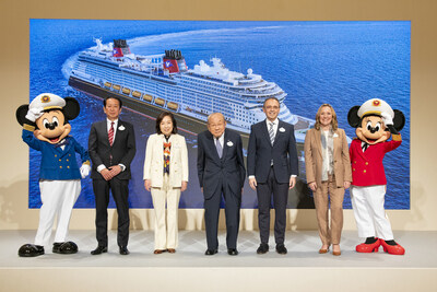 Disney and Oriental Land Co., Ltd. Embark on Expanded Relationship to Launch Disney Cruise Vacations in Japan From left: Kenji Yoshida, representative director, president and COO, Oriental Land Co.; Yumiko Takano, representative director, chairperson and CEO, Oriental Land Co.; Toshio Kagami, chair of the board of directors, Oriental Land Co.; Thomas Mazloum, president, Disney Signature Experiences; and Sharon Siskie, senior vice president, Disney Cruise Line are joined by Captain Mickey Mouse and Captain Minnie Mouse at Tokyo Disney Resort on July 9, 2024, to celebrate the announcement of a new agreement that will bring year-round Disney cruise vacations to Japan. (Disney)