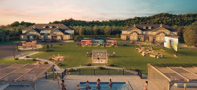 The Great Lawn: Located at our Resort Core on a green space larger than a football field, Serenité members will enjoy flexible programming and events for all ages, from outdoor yoga and live music to firepit socials and movie nights underneath the stars.