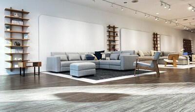 Interior of the pop-up store featuring the Neptune sofa-bed (CNW Group/Cozey inc.)