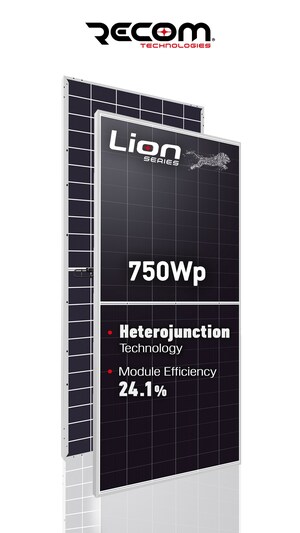 RECOM Technologies presenta il modulo fotovoltaico Lion HJT da 750 Wp con 30 anni di garanzia sul prodotto