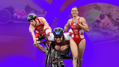 A team of three high-powered athletes has been nominated to compete for Canada in Para triathlon at the Paris 2024 Paralympic Games (L to R): Stefan Daniel, Leanne Taylor, Kamylle Frenette (CNW Group/Canadian Paralympic Committee (Sponsorships))