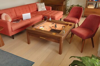 board game coffee table with cup holders