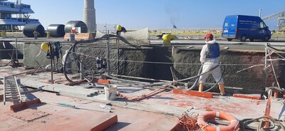 Dockside make-over: Once properly cleaned and reinforced, the concrete was treated with a topical application of PENETRON slurry and PENETRON ADMIX-treated “fresh on fresh” spritz concrete.