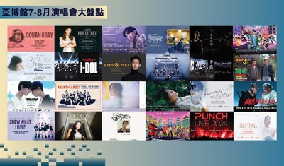 暑假有超過30場演唱會於亞博館舉行，平均每兩日一場精彩表演，當中更匯聚歐美、日本、韓國、中國香港等地歌手及不少殿堂級巨星。 (PRNewsfoto/亞洲國際博覽館)