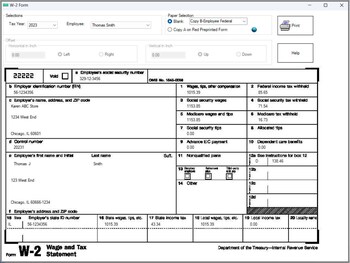 Print tax forms W2 and W3 with pre-printed Copy A