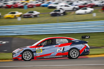 The No. 98 Hyundai Elantra N TCR driven by Mark Wilkins and Mason Filippi photographed during The Esses 120 at Watkins Glen International in Watkins Glen, NY, June 22, 2024. (Photo/Bryan Herta Autosport/LAT) (CNW Group/Hyundai Auto Canada Corp.)