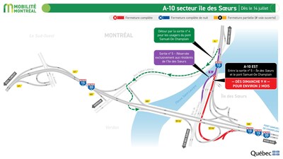 2. A-10 secteur Île-des-Sœurs, dès le 14 juillet (Groupe CNW/Ministère des Transports et de la Mobilité durable)
