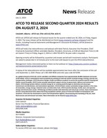 ATCO Pre- earnings Q2 (CNW Group/ATCO Ltd.)