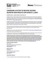 CANADIAN UTILITIES TO RELEASE SECOND QUARTER 2024 RESULTS ON AUGUST 2, 2024