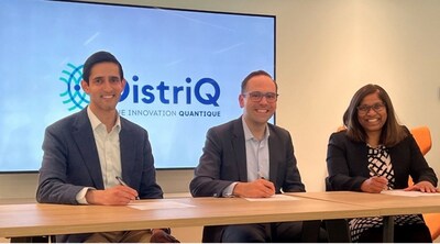 The Letter of Intent was signed by Samir Mayekar (Polsky Center), Martin Enault (Distriq), and Preeti Chalsani (Chicago Quantum Exchange) (CNW Group/Distriq, Quantum Innovation Zone Sherbrooke)