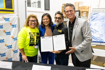 Telma Villeda- Resilience Worker, US Secretary of Labor Julie Su, Saket Soni-Executive Director, Resilience Force, Mark W. Davis, Chairman and CEO of PuroClean.