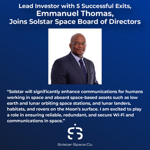 Lead Investor with 5 Successful Exits Joins Solstar Space Board of Directors