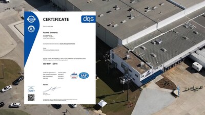 The Ascend Elements EV battery recycling facility in Covington, Ga. has been certified to the ISO 9001 Quality Management Standard by DQS, Inc., an independent certification body.