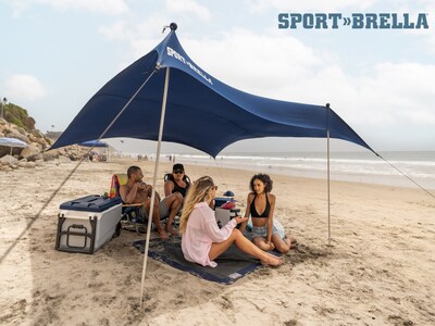 The Sport-Brella Sol-Breeze is an open-walled shelter that provides full visibility with overhead coverage.