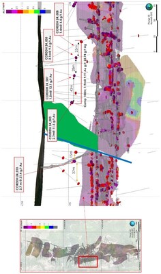 Figure 4: Long section view of high-grade drill intercepts in the Cordero Level 1 Zone (CNW Group/Soma Gold Corp.)