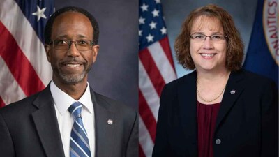 Clayton Turner, director of NASA's Langley Research Center in Hampton, Virginia (left), and Dawn Schaible, deputy director of NASA's Glenn Research Center in Cleveland (right).