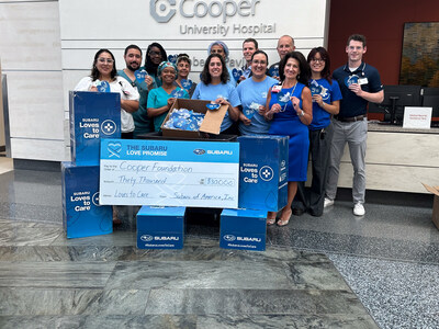 Subaru of America, Inc., as part of its Subaru Loves to Care® initiative, donated $30,000 to The Cooper Foundation for the third year in a row, along with 1,000 care packages for frontline workers, and care kits for patients at Cooper University Health Care.
